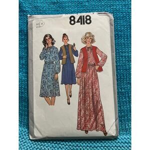 Simplicity 8418 Sewing pattern blouson dress vest 1970s size 10